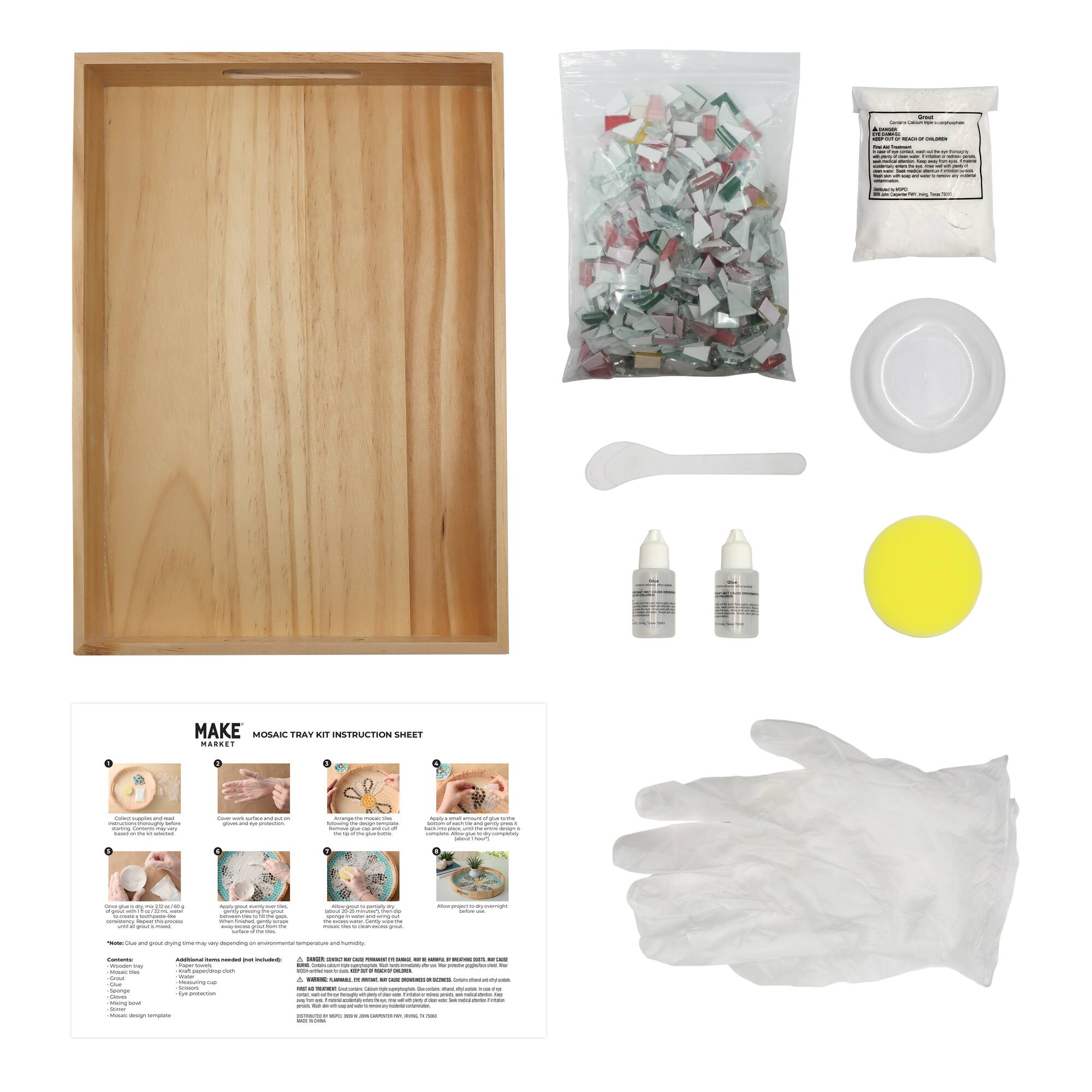 10" x 14" Pink Flowers Mosaic Tray Kit by Make Market®